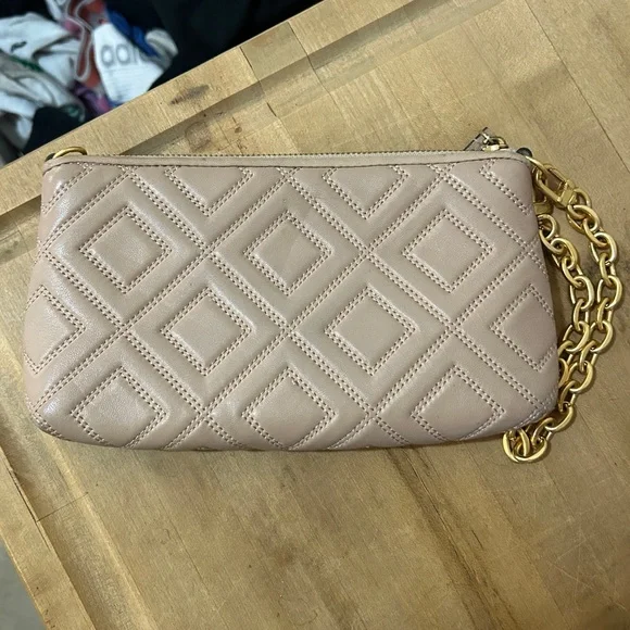 Tory Burch Fleming Crossbody Soft Leather Bag/Clutch in New Mink color - Picture 2 of 12